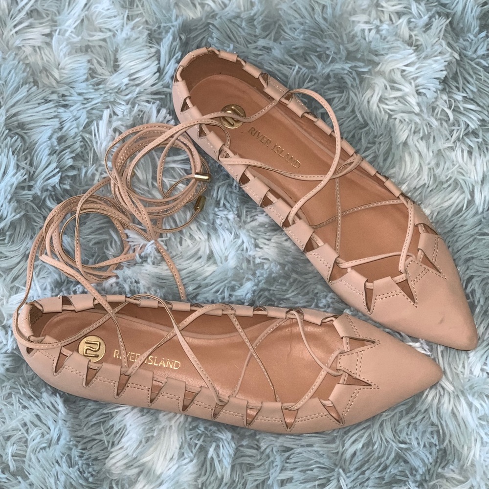 River Island Lace Up Ballet Flats